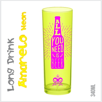 Copo Long Drink Amarelo Neon